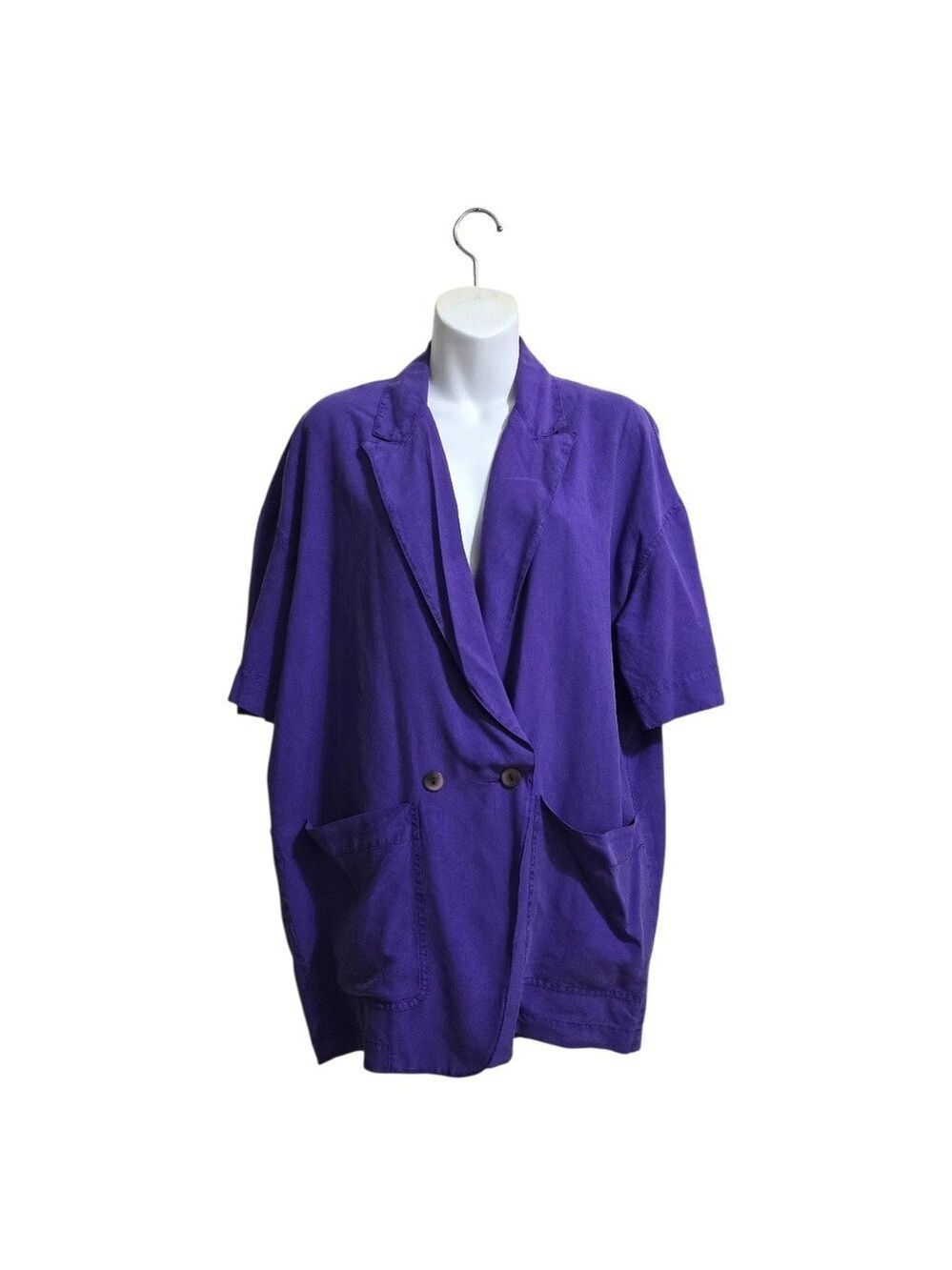 Byblos Vintage Italian Silk Oversized Double Breasted Blazer Jacket Sz 6